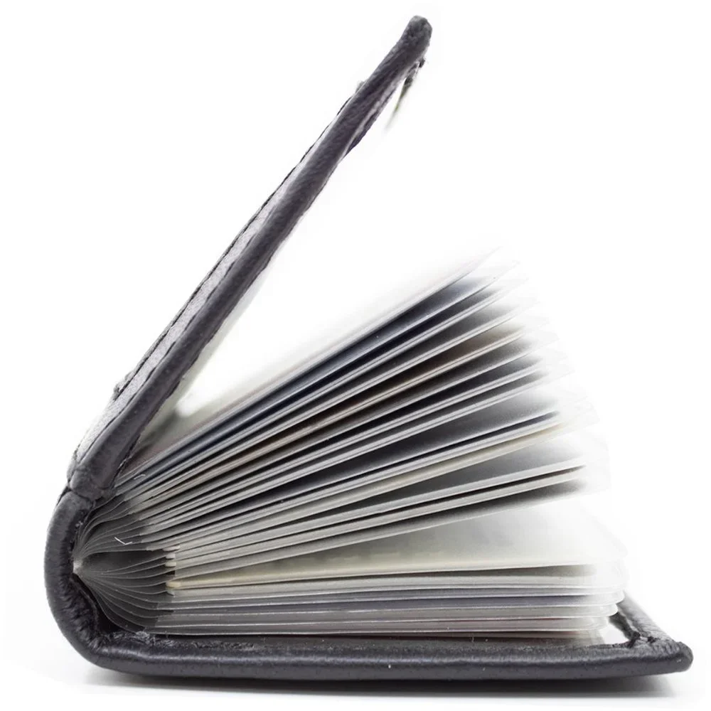 Men Pure Slim Genuine Leather Credit Card Holder, Black